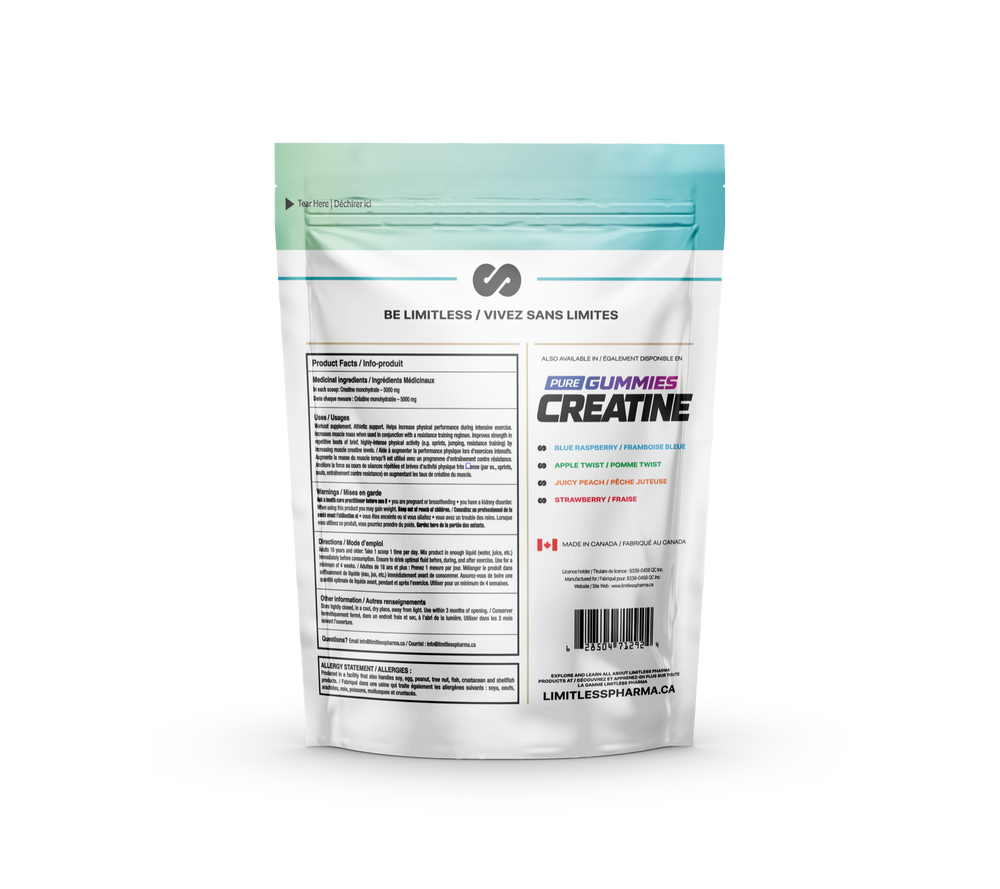 PURE CREATINE MONOHYDRATE - Unflavoured - back